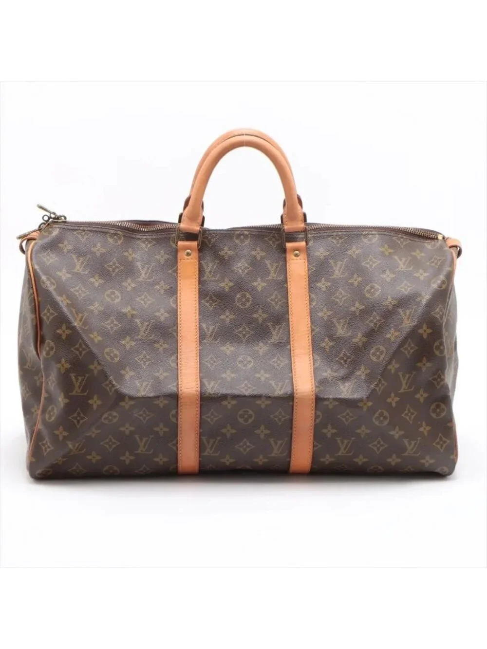 Louis Vuitton Monogram Keepall 50 Leather Boston Bag Tote Carry